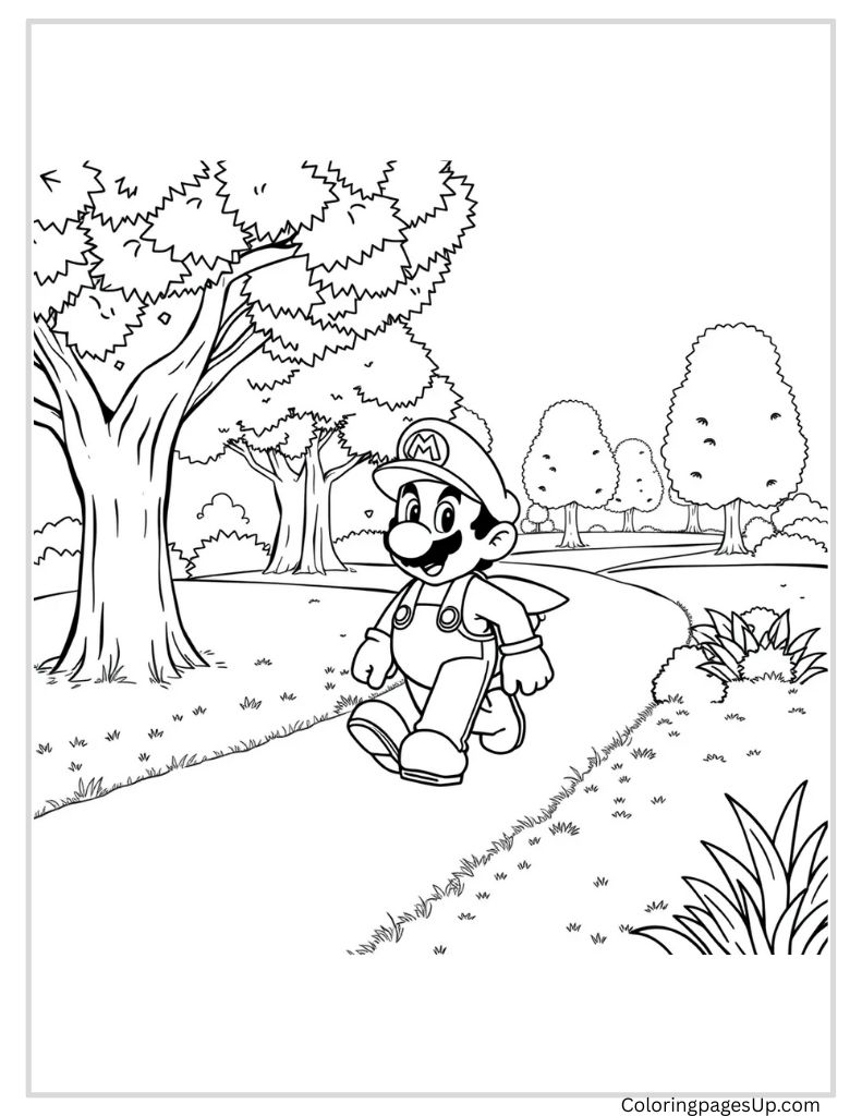 mario mornig walk coloring pages
