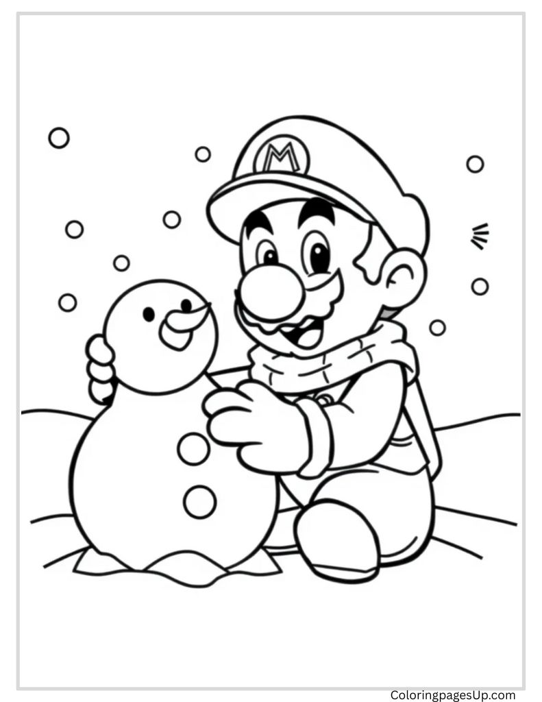 Mario and pet coloring page
