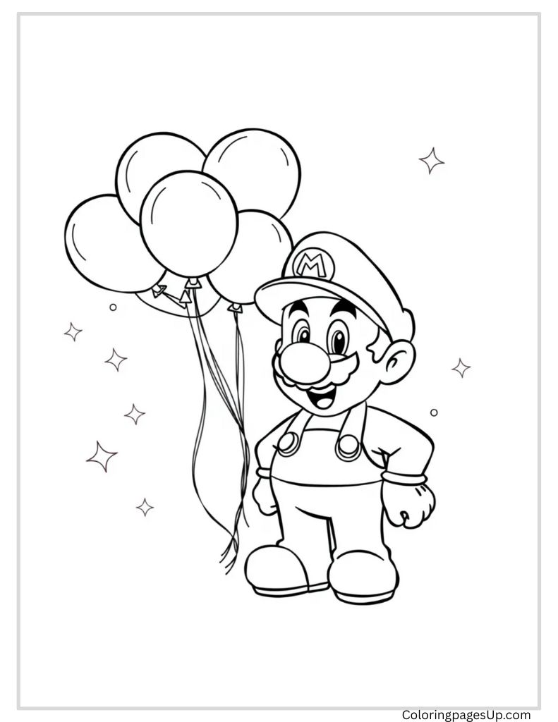 happy Mario Coloring pages