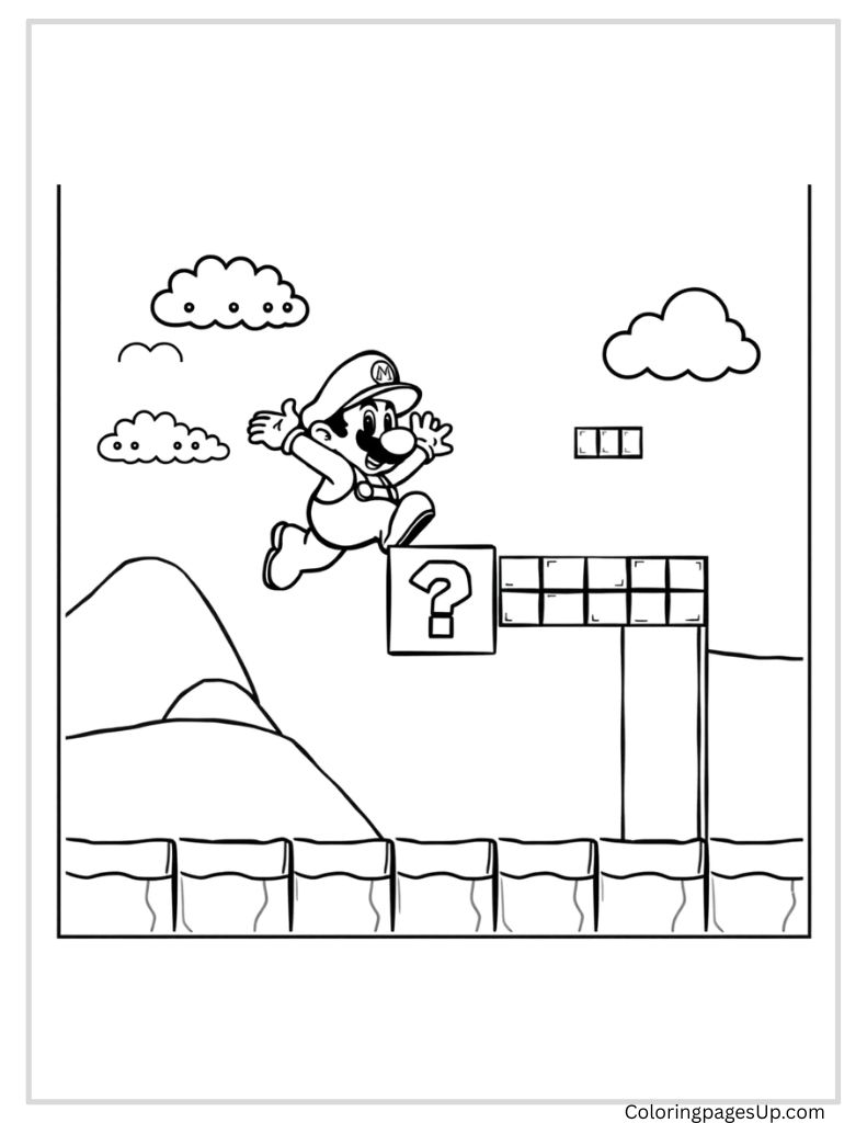 background Mario coloring page