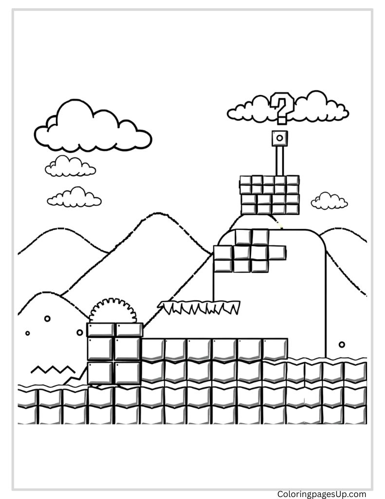 Mario background coloring page