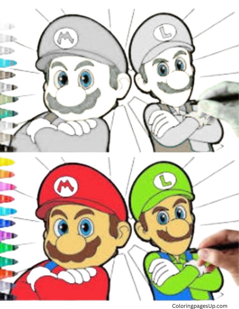 How to color Mario and Luigi