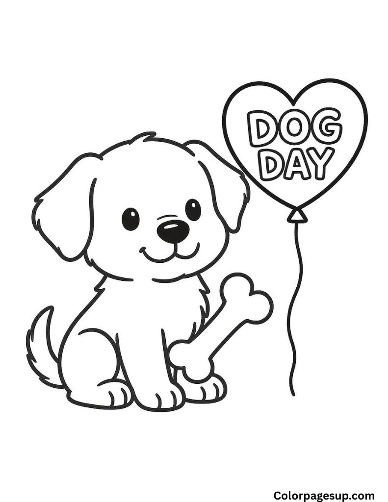 Happy Dog Day Coloring