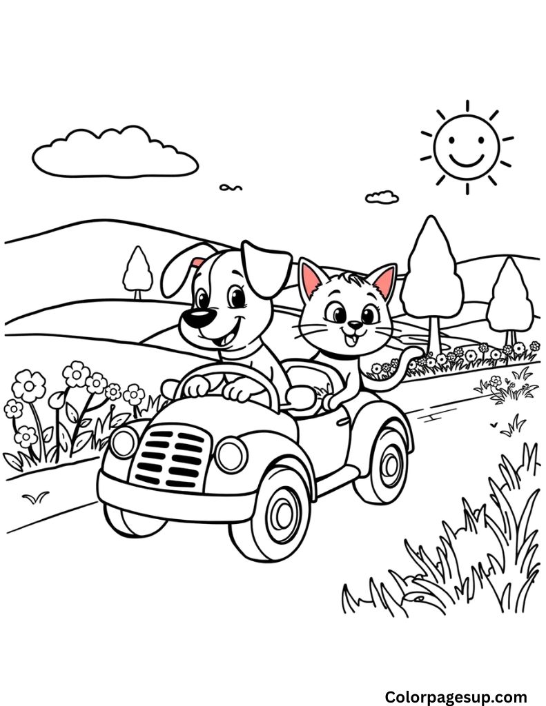 Dog and cat coloring pages