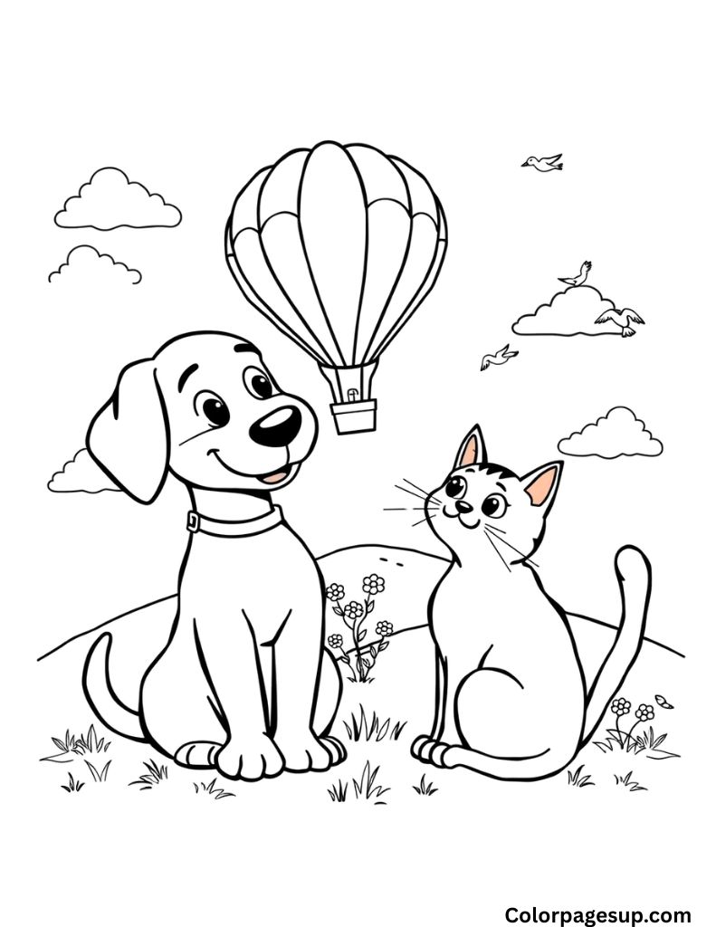 Cat and dog coloring pages