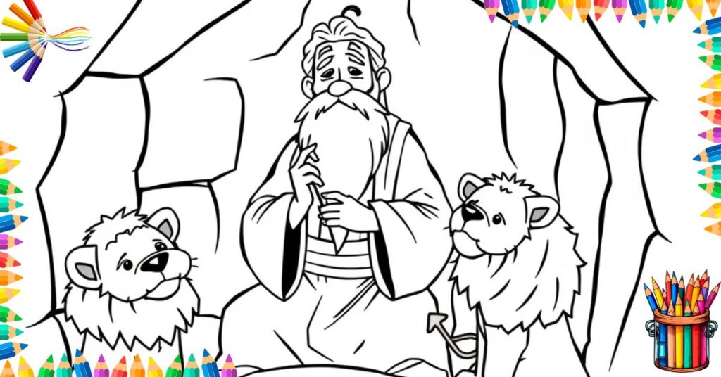 daniel and the lions den coloring page