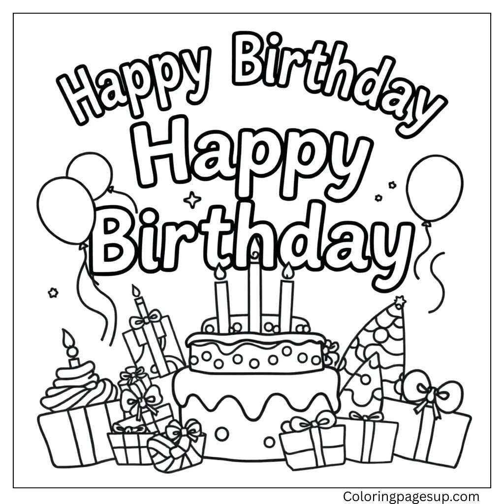 happy birthday coloring page