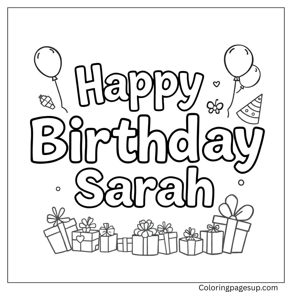 Happy birthday sarah coloring pages
