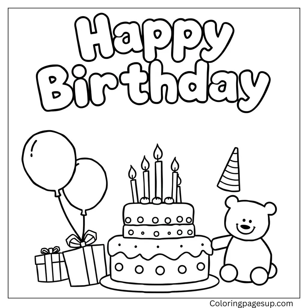 Happy Birthday Color Sheets Printable