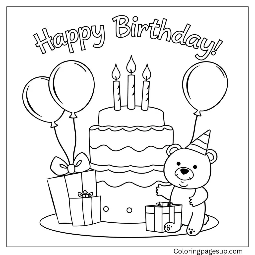 happy birthday coloring page