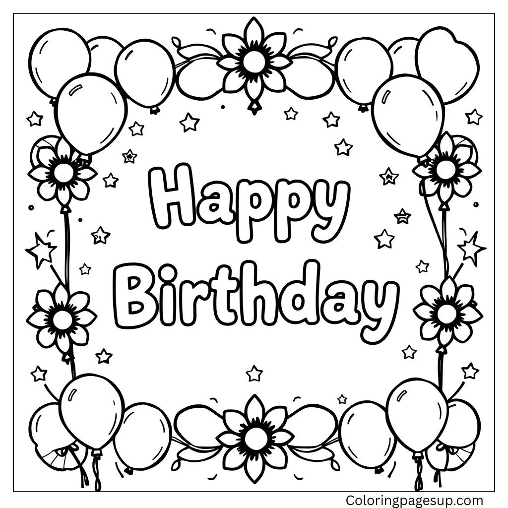 Happy birthday coloring cards