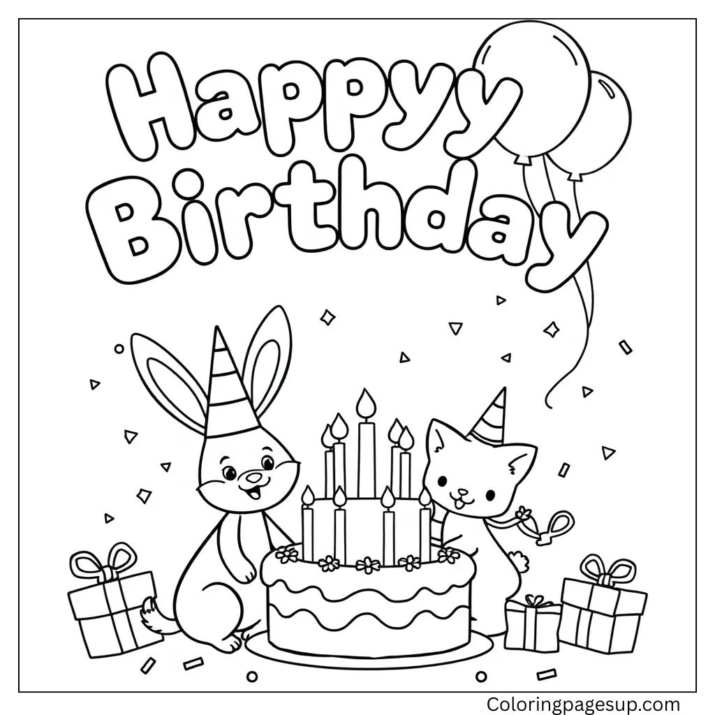 Birthday Color Sheets Printable