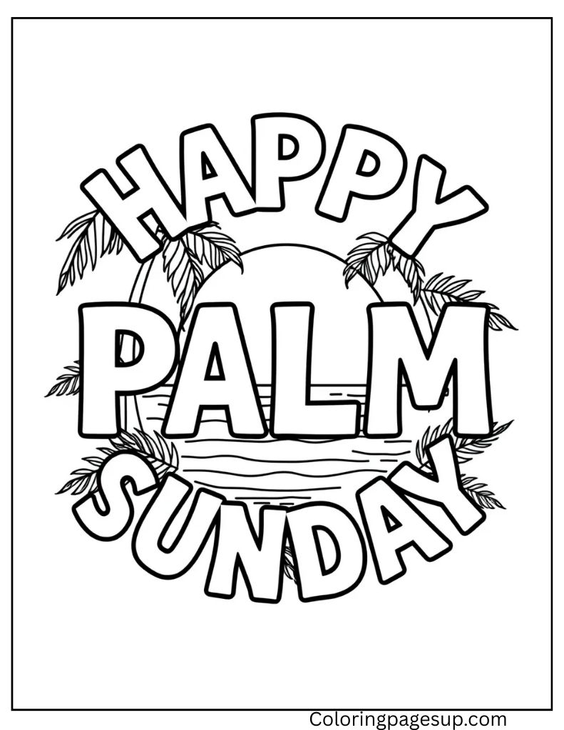 Happy Palm Sunday coloring sheet