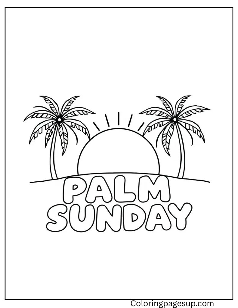 Happy Palm Sunday Coloring Page for kids