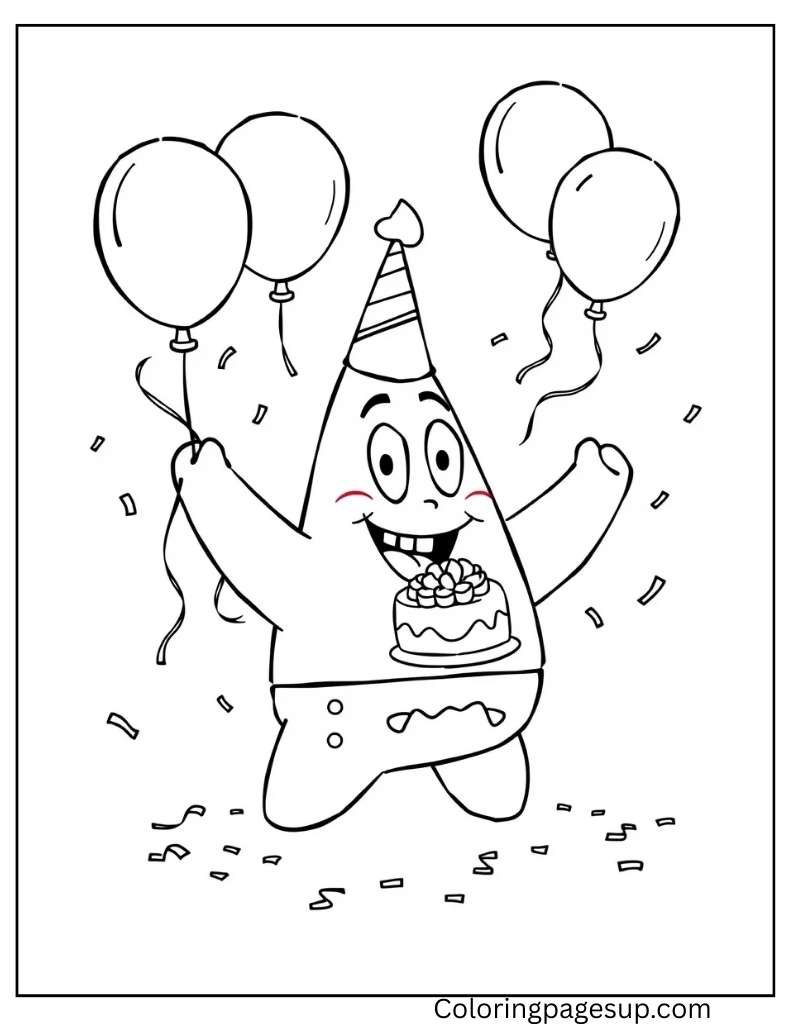 Patrick star birthday coloring