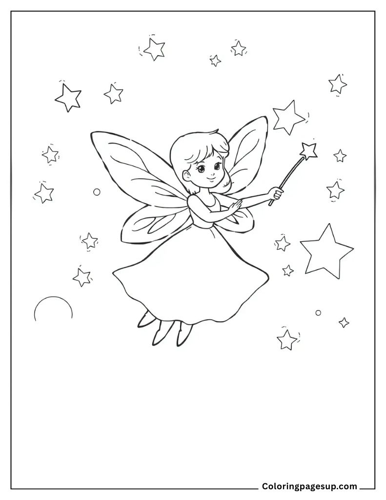 easy coloring sheets for kids fairy
