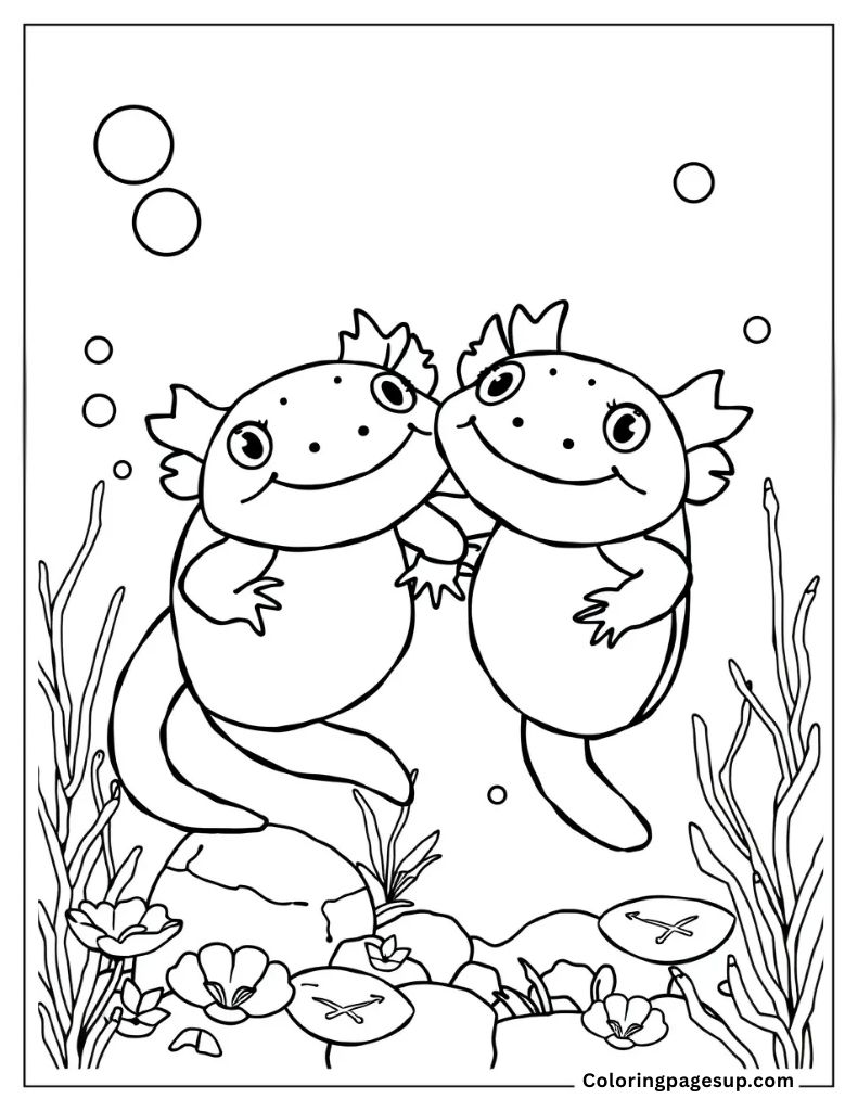 free printable axolotl coloring page