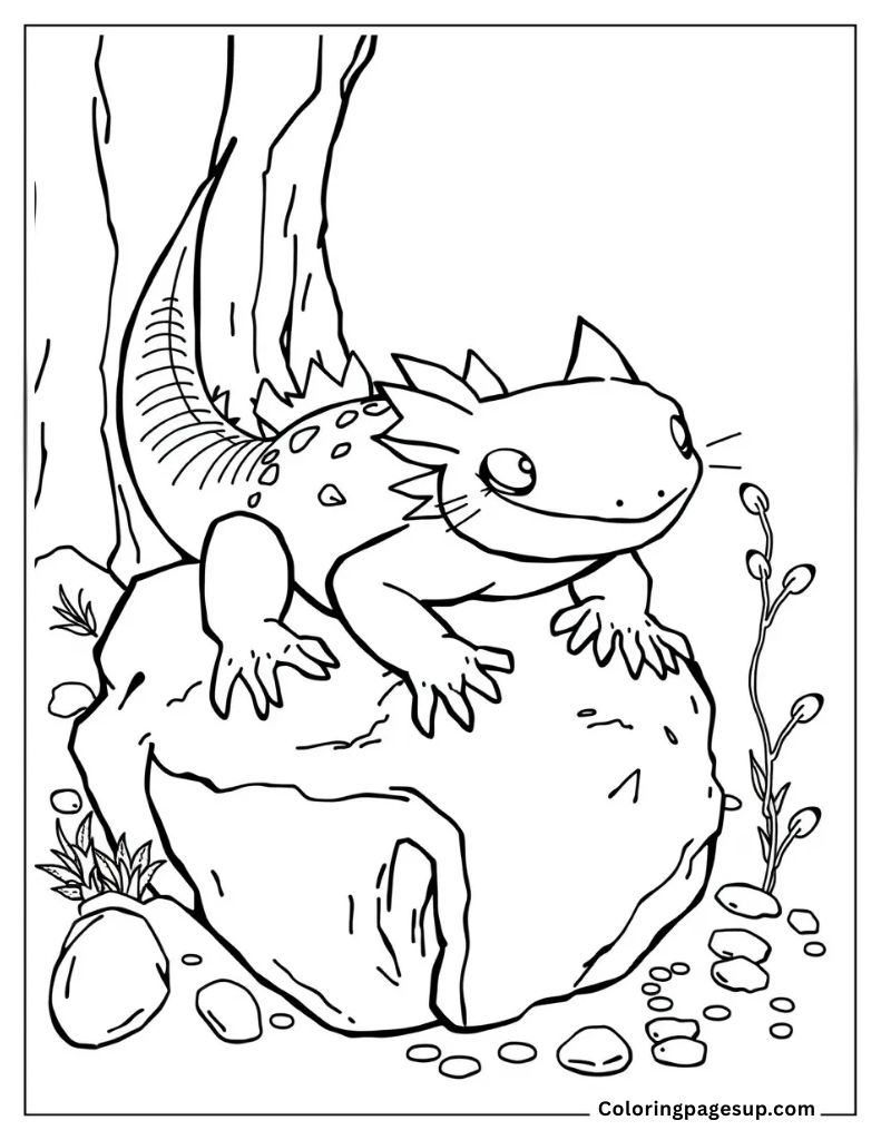 Axolotl on rest coloring sheet