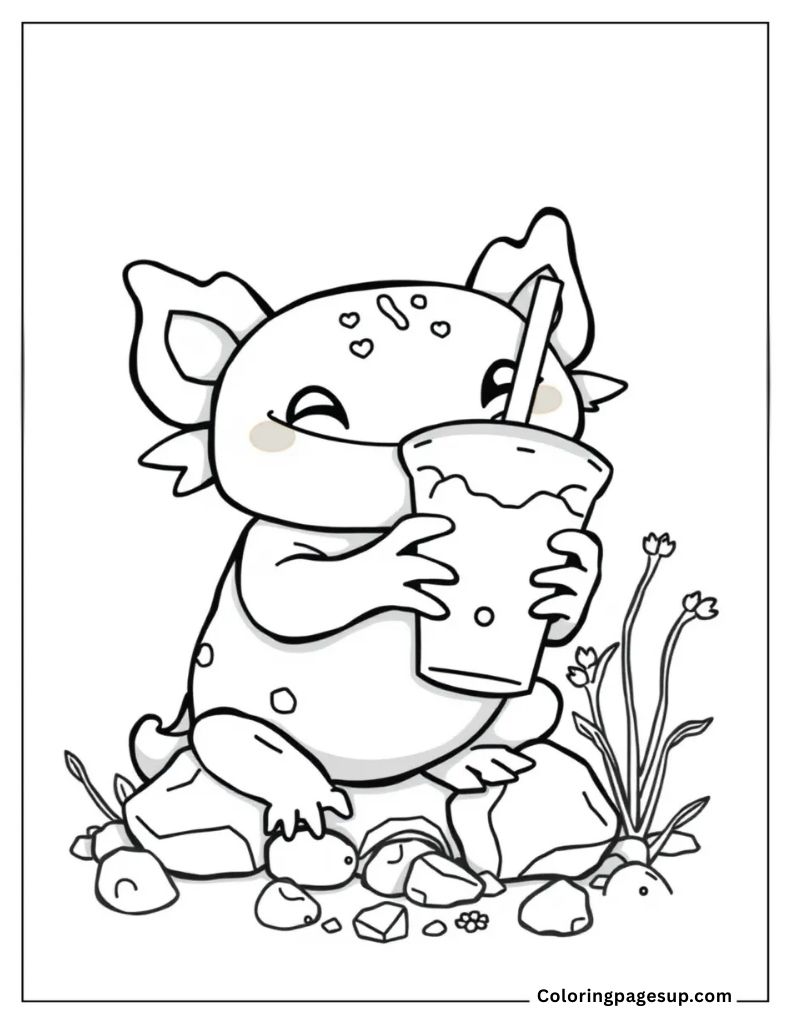 color this cute axolotl