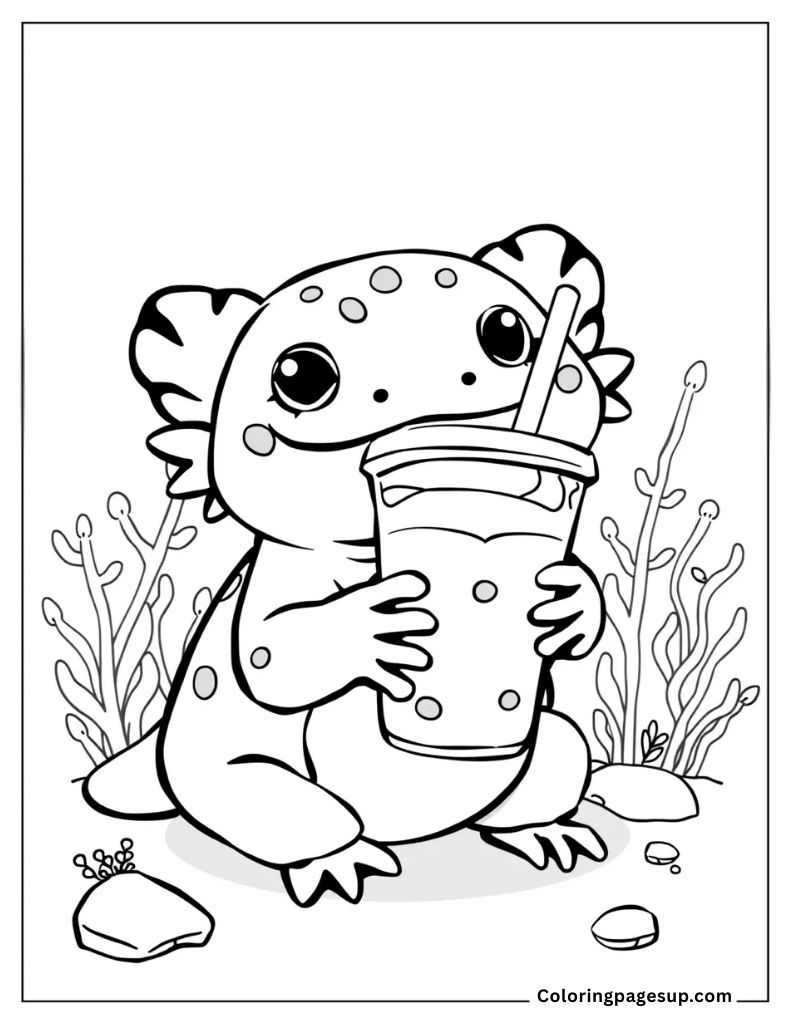 cutest axolotl coloring page