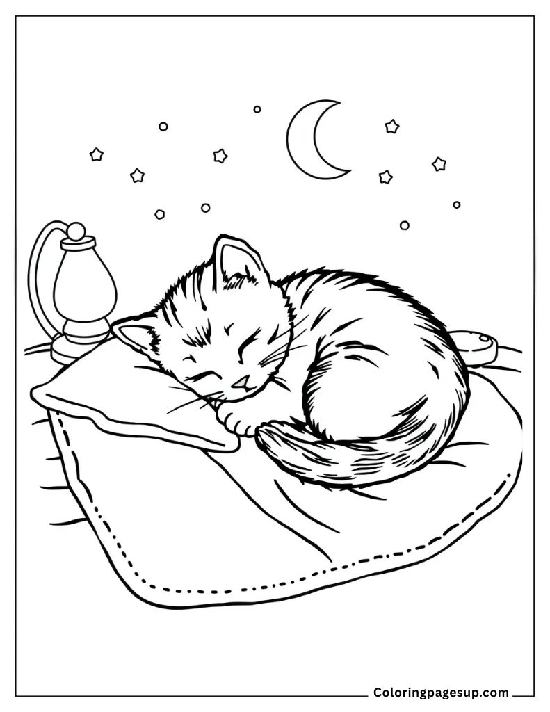 cat sleep mood coloring