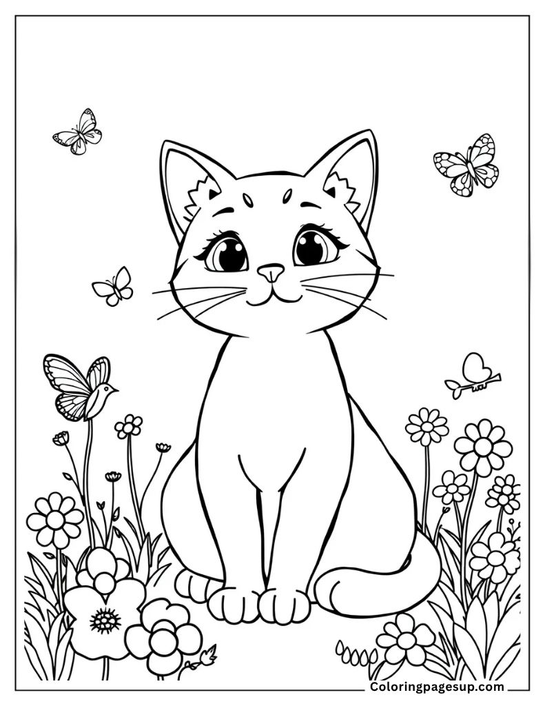 cute cat coloring page free