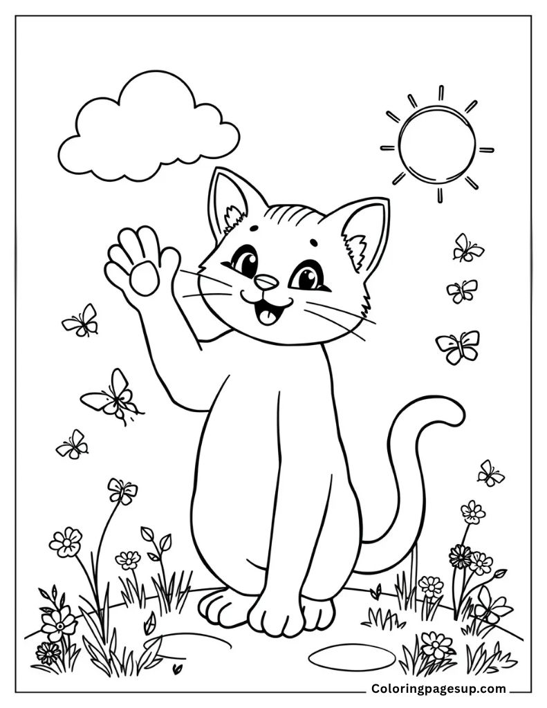 free page coloring cat