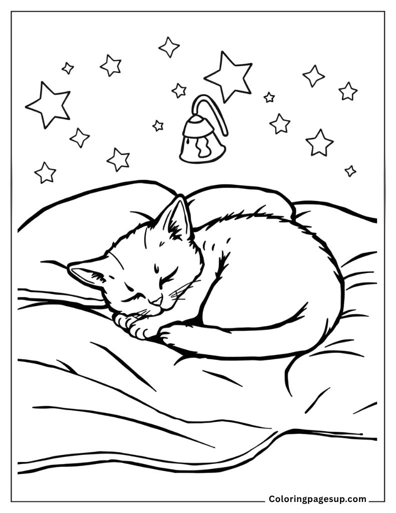 kitty sleep coloring pages