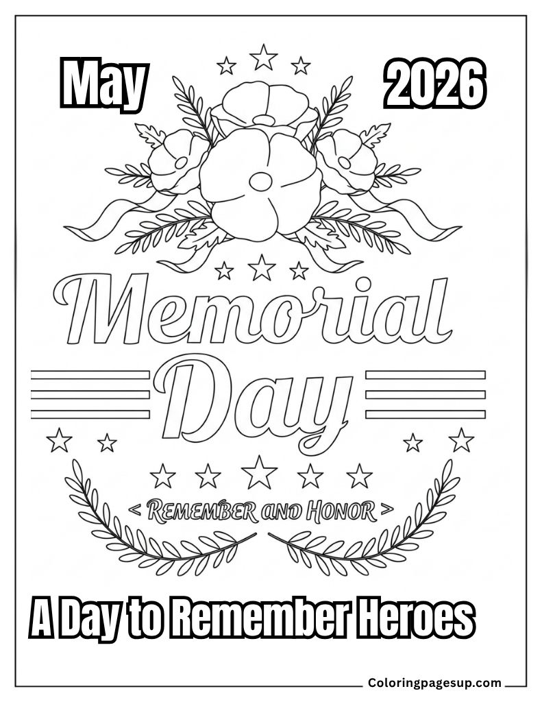 Picture on Memorial day to color