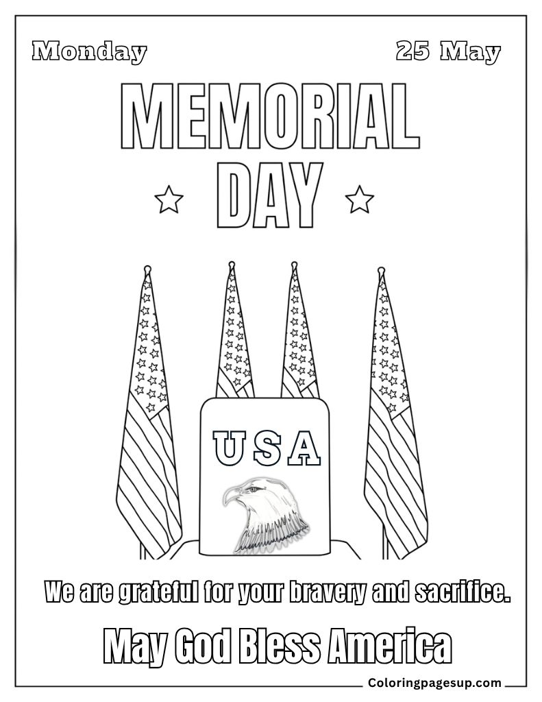 USA Memorial Day coloring sheet