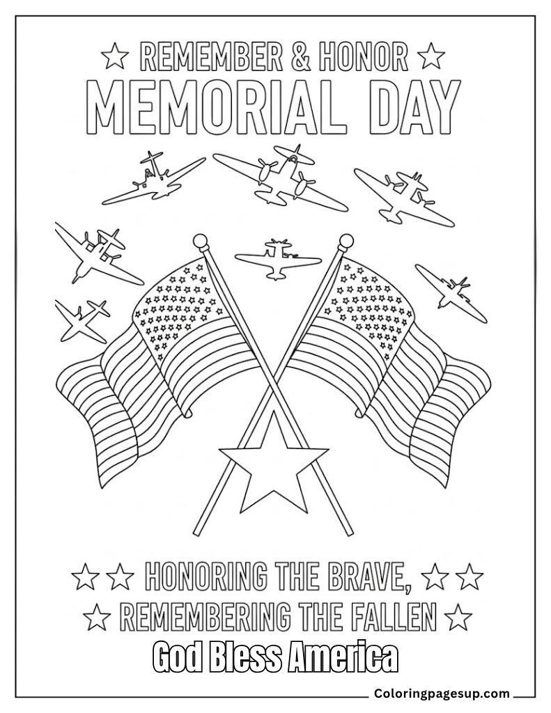 beautiful Memorial day coloring sheet