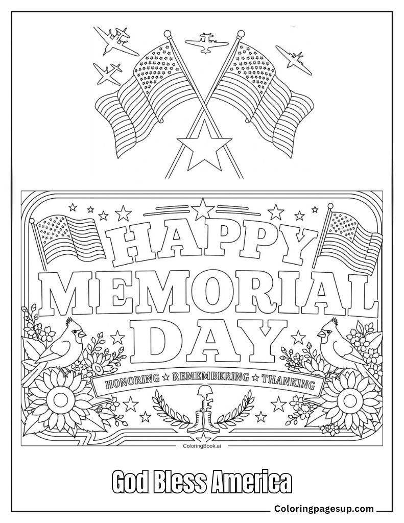 free memorial day coloring picture