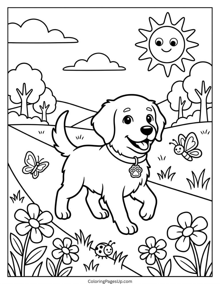 HAPPY PUPPY COLORING SHEET